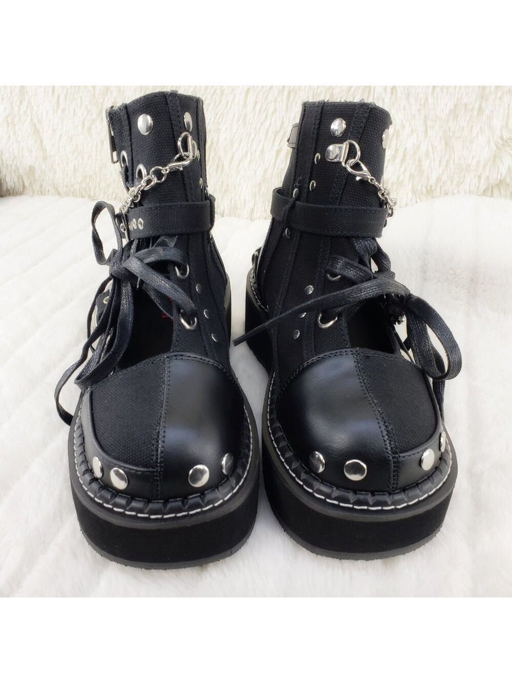 Emily Cut Out Platform Sandal Boots Goth Punk Ankle Boots - Picture 12 of 15